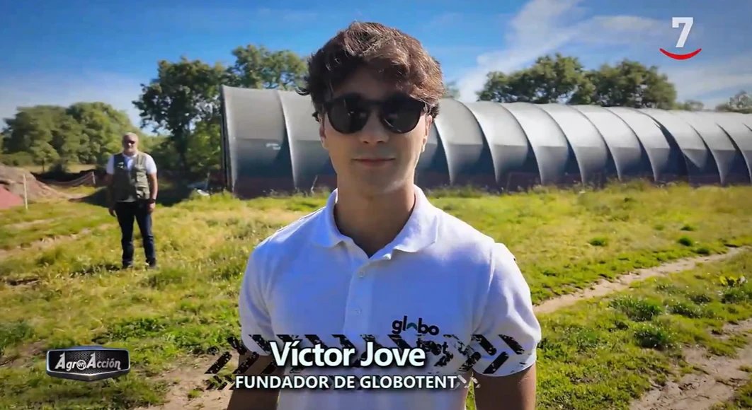 Víctor Jové, fundador da Globotent, na reportagem do Agro en Acción (La 7)